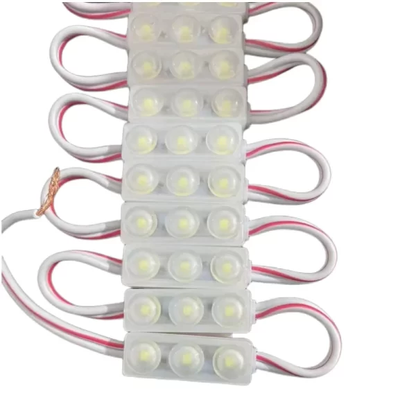 MINI MÓDULO  DE LED 3 LED COM LENTE BRANCO QUENTE 12V CARTELA COM 200 UN